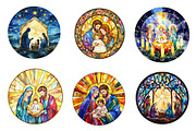 Round Stained Glass Nativity Clipart, an Illustration by CreationArt (Thumbnail 3 of 5)