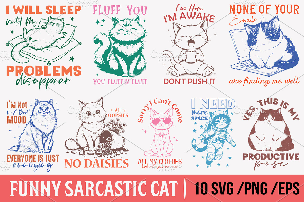 Funny Summer Cats Sublimation Png, an Illustration by RobertsArt