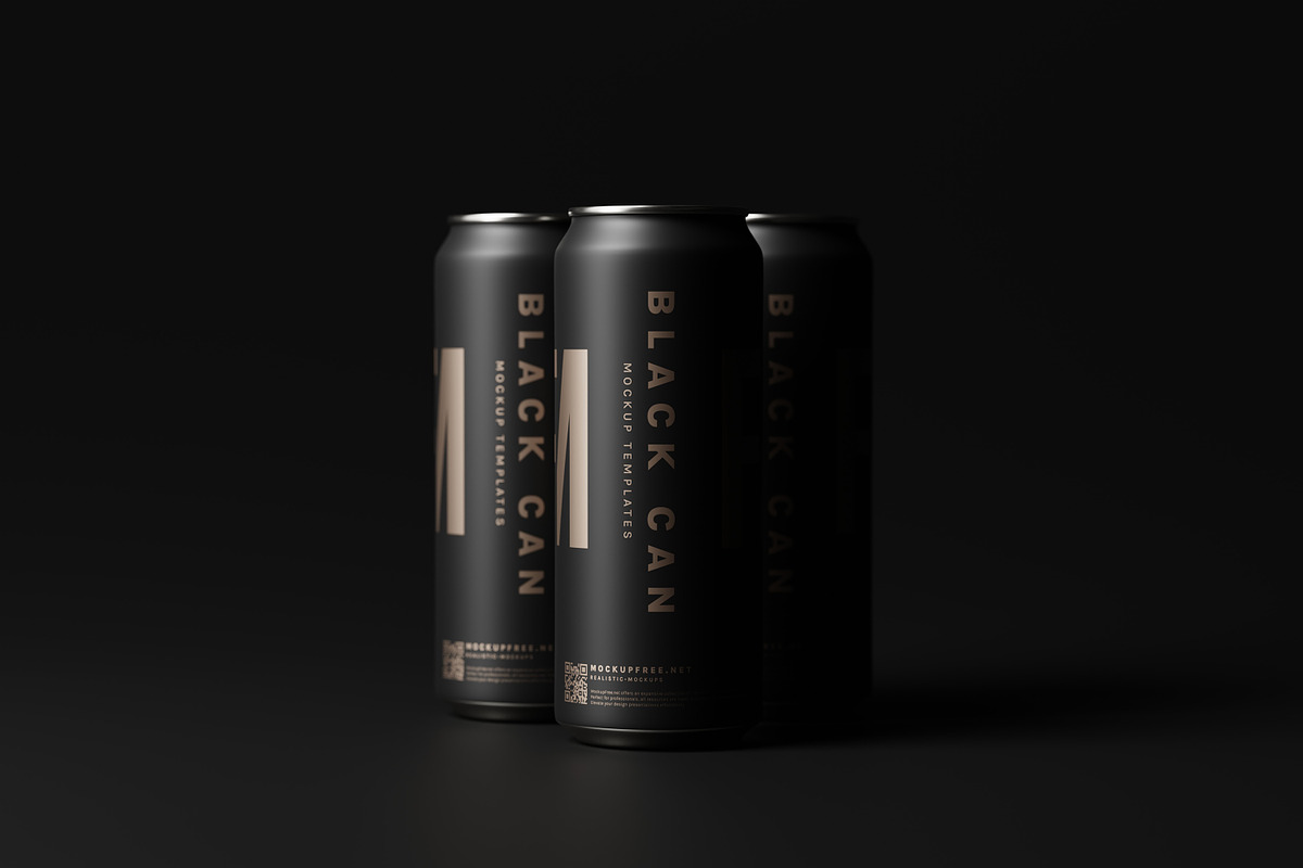 Black Soda or Beer Can Mockups, a Packaging Mockup by MockupFree.Net (Photo 9 of 15)