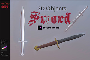 3D Objects Sword Stamp Realistic Art