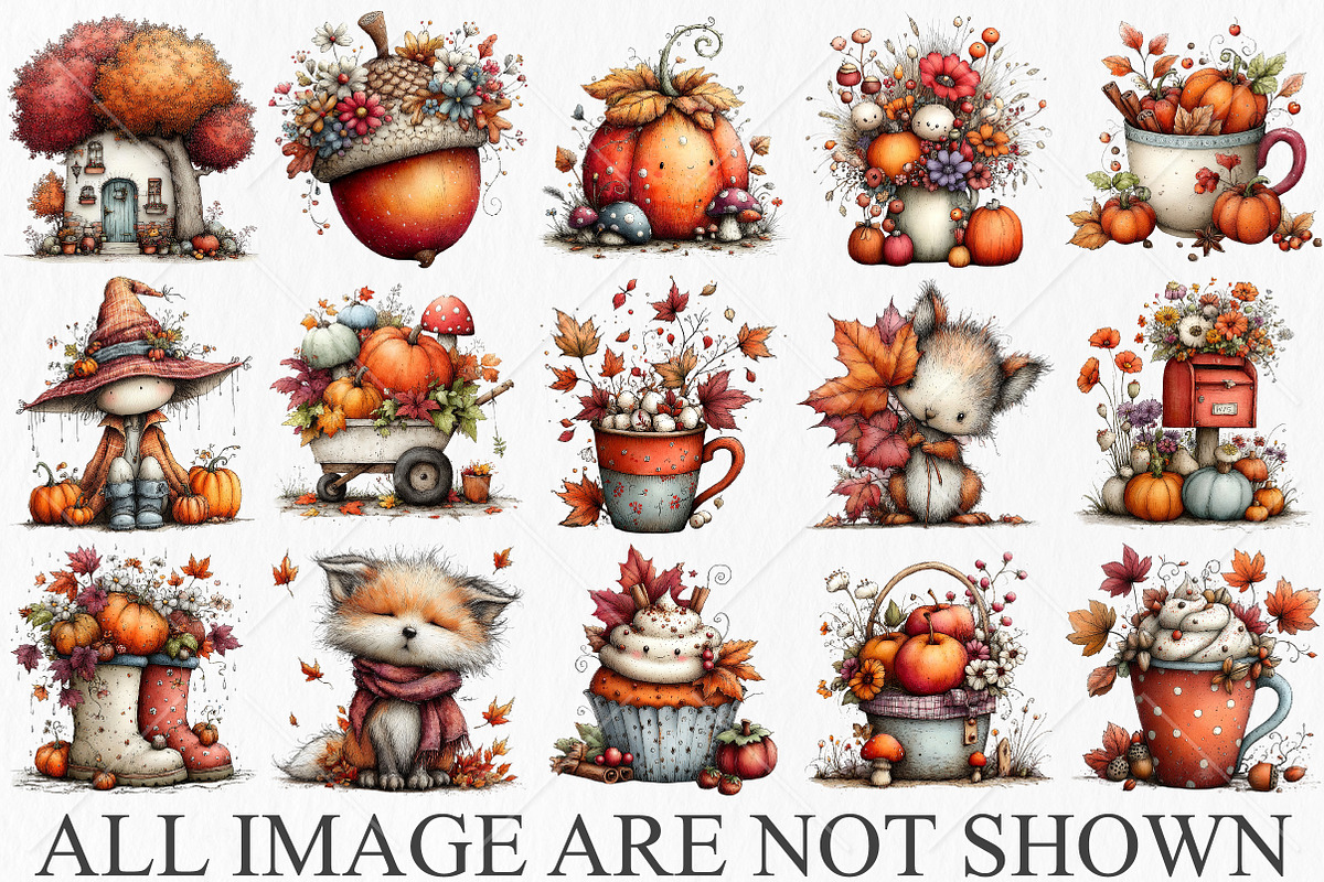 Whimsical Autumn Clipart Bundle, a Seasonal Illustration by Canvas Craft (Photo 4 of 10)