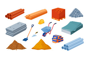Cartoon construction materials, an Illustration by Stock-Smart-Start