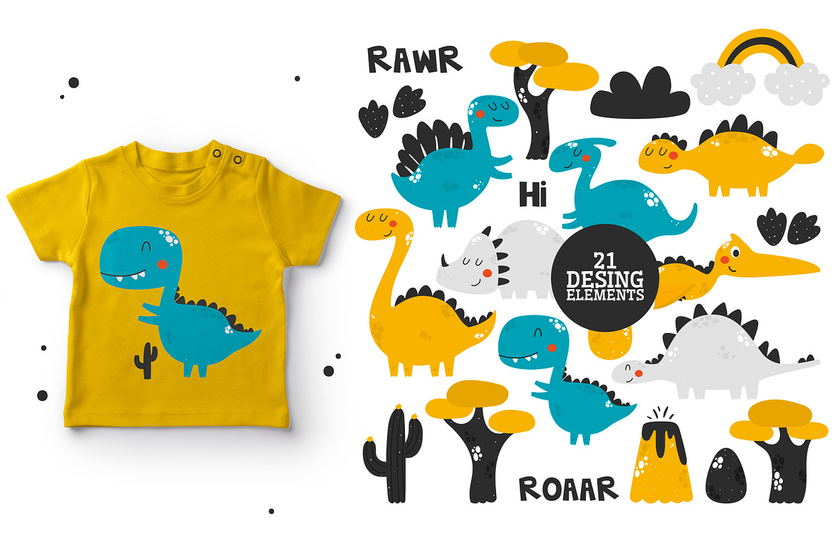 Baby Dinosaurs - Cute Characters, a Decorative Illustration by Sumacj (Photo 2 of 6)