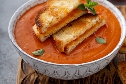 Cream of tomato soup with grilled cheese, a Food & Drink Photo by farwasser