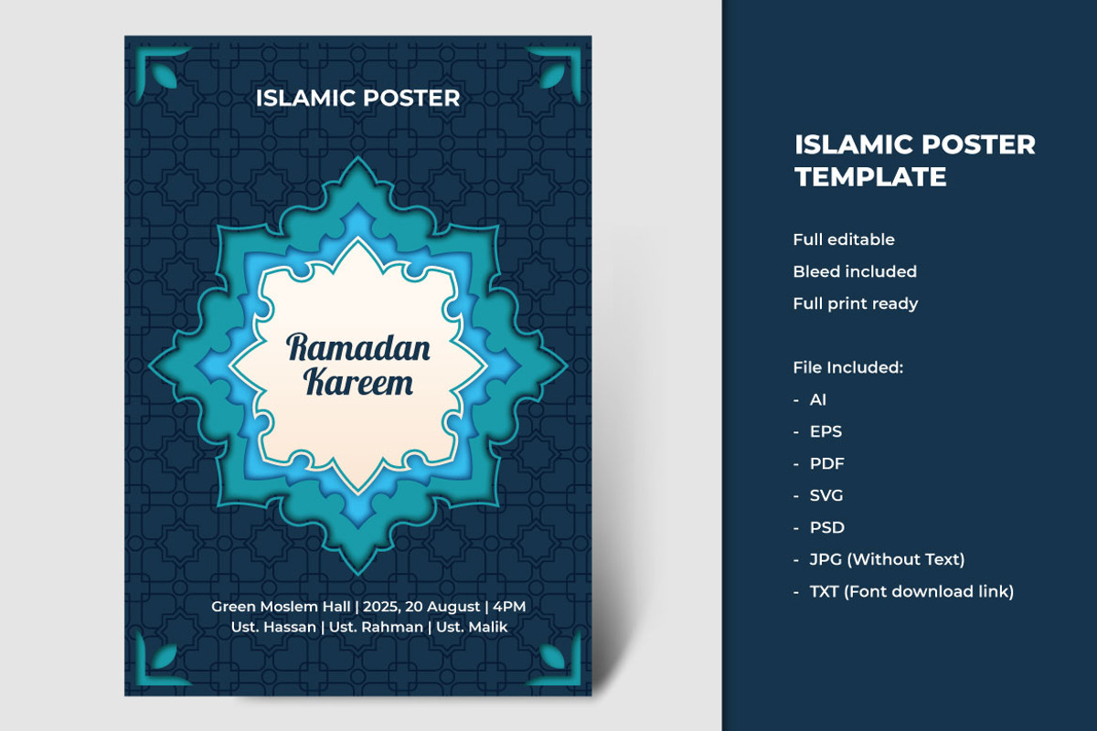 Islamic Poster Print Template, a Poster Template by Mightyfire