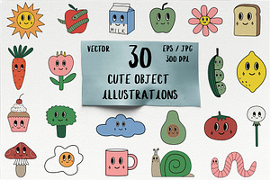 30 Cute Object Illustrations