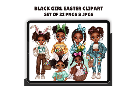 Black Girl Easter Clipart