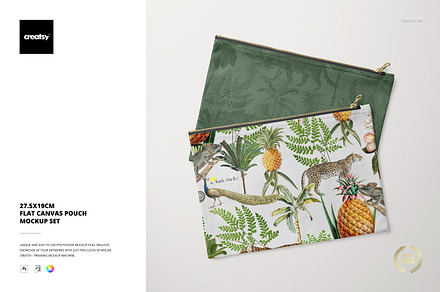 27.5x19cm Flat Canvas Pouch Mockup, a Household Mockup by creatsy5