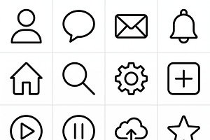 41 Vector Outline Social UI Icons, an Outline Icon by adenpinkstore