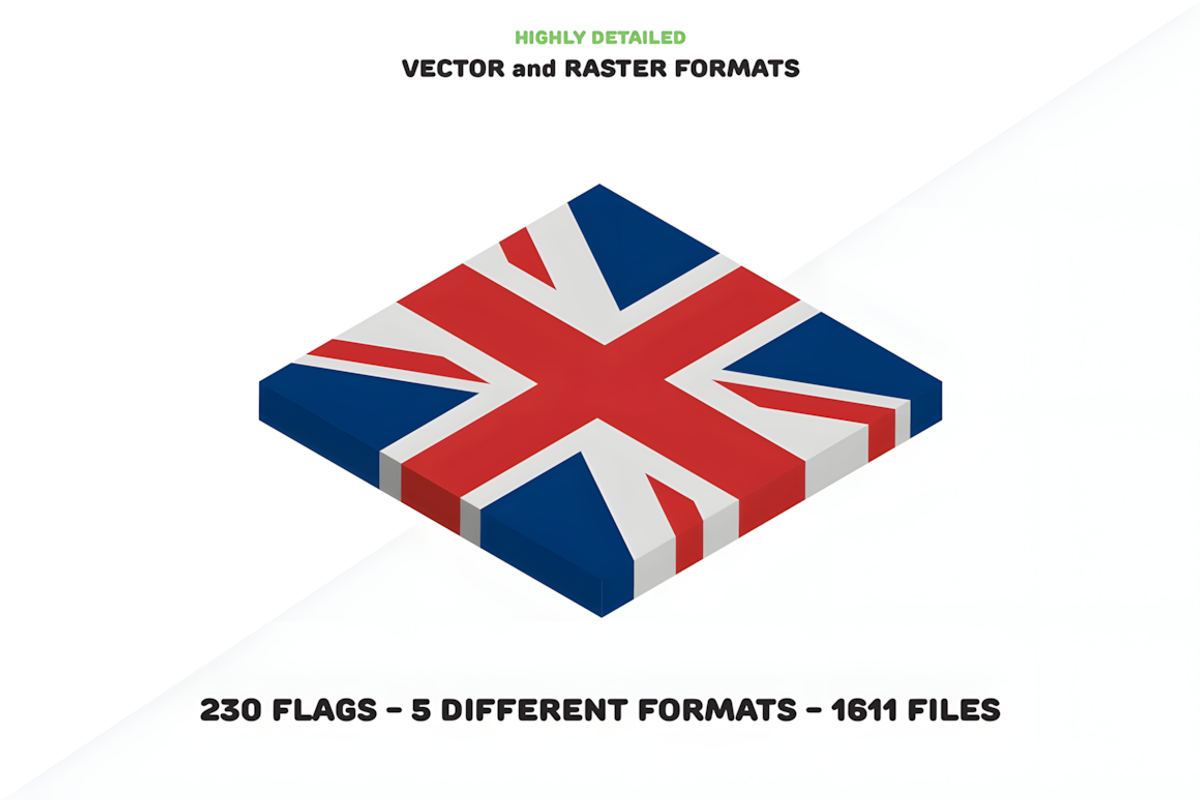 Isometric Country Flags (230 Flags), a Solid Icon by alpercakici (Photo 2 of 4)