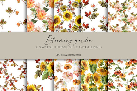 Blooming garden - seamless patterns