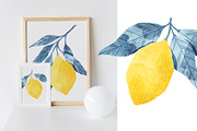 Lemons Blue Leaves, a Food Illustration by Helga Wigandt (Thumbnail 4 of 8)