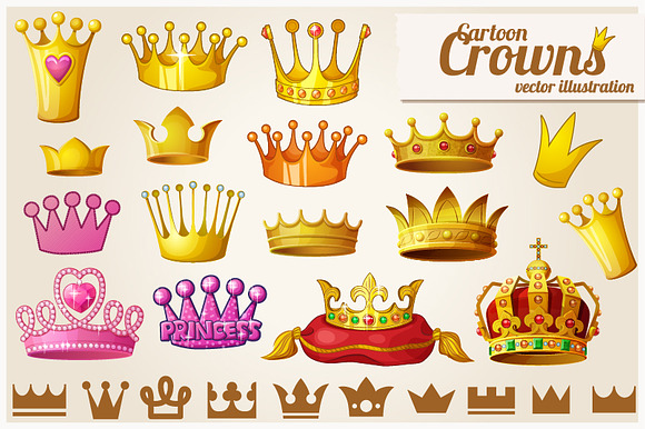 Set Of Royal Golden Crowns