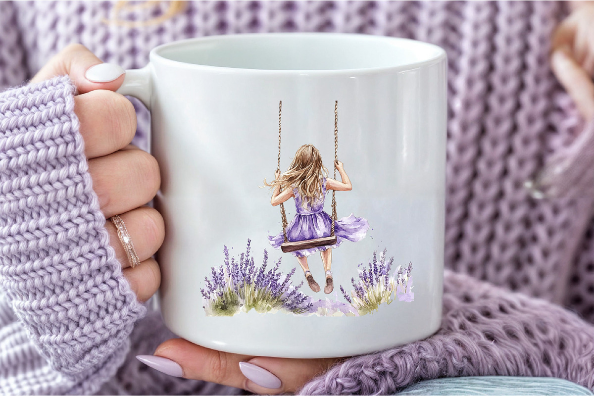 Watercolor Cute Girl on a Swing PNG, an Illustration by DreamCafeArt (Photo 8 of 8)