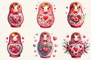 Valentine's Matryoshka Doll Clipart, an Illustration by DreamCafeArt (Thumbnail 2 of 6)