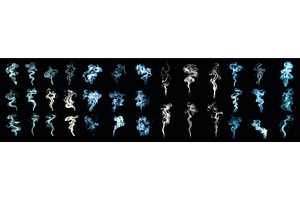 Smokes in darkness. Smoke steam set, an Illustration by Stock-Smart-Start