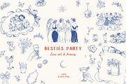Besties Party Kit. Sketch Collection, a Decorative Illustration by Polli Deeva (Thumbnail 1 of 14)