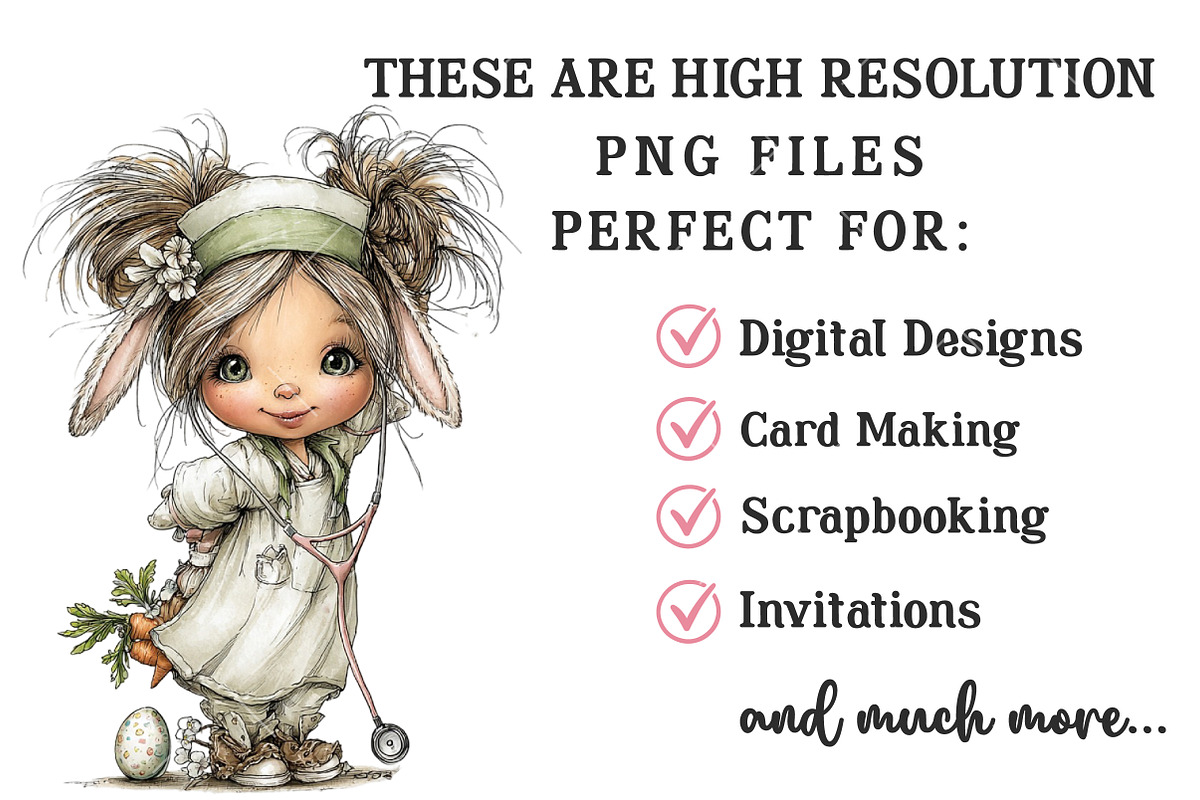 Whimsical Easter Nurse PNG Clipart, an Illustration by OK Design (Photo 4 of 6)