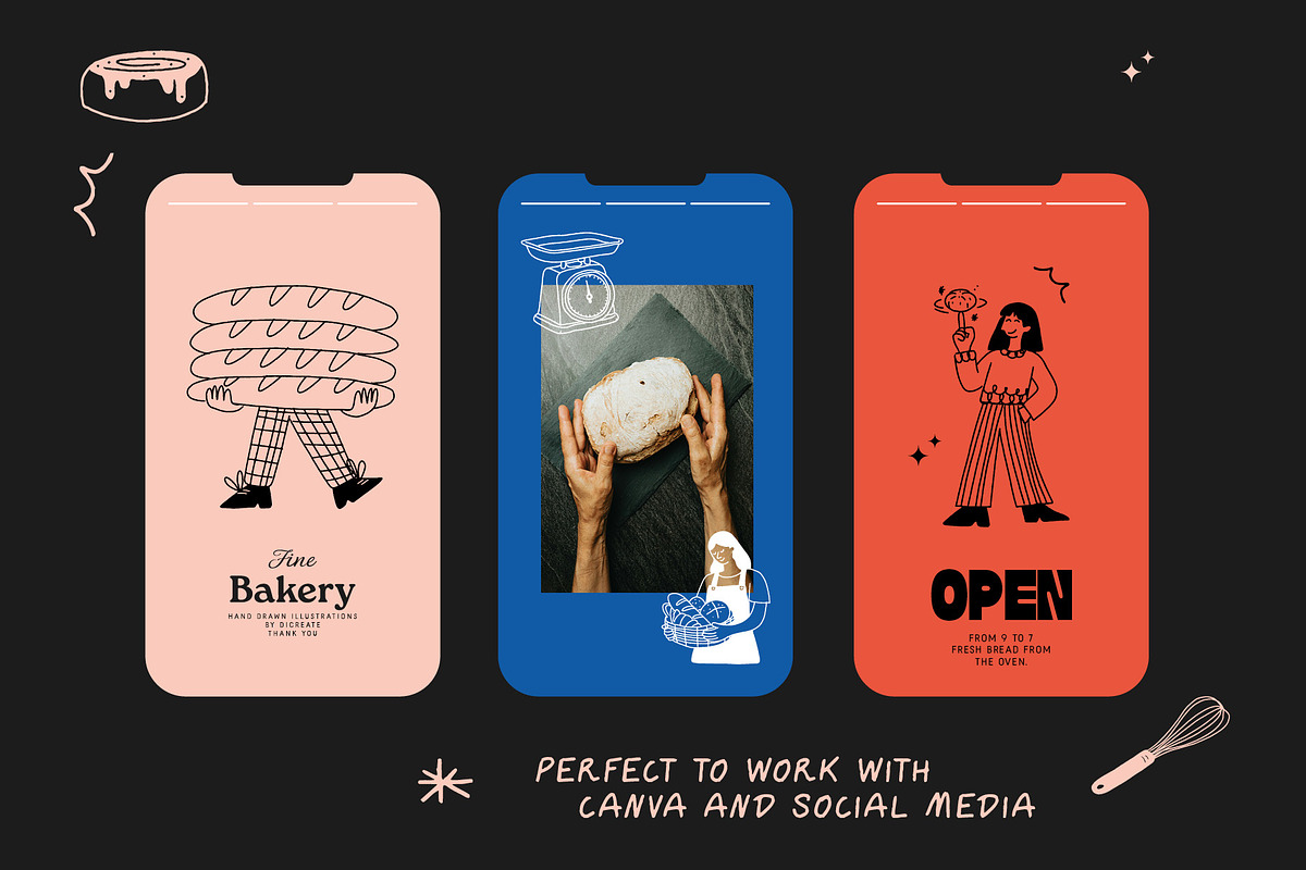 Bakery Illustrations vector set, a Food Illustration by dicreate (Photo 6 of 13)