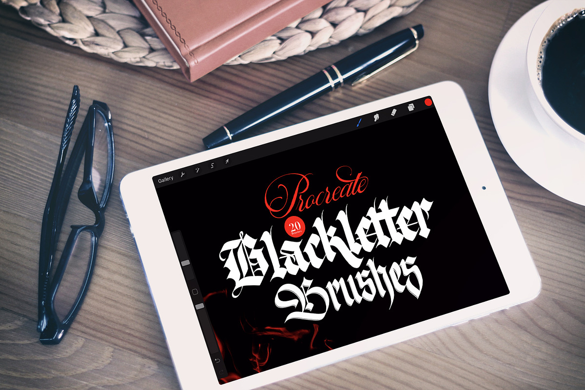 Blackletter Procreate Brushes, a Brush Add-On by Emmanuel Buron (Photo 1 of 13)
