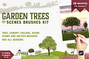 Garden Trees + Scenes Procreate Kit, a Brush Add-On by White Lane Studio (Thumbnail 1 of 15)