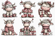 Christmas Highland Cow Clipart, an Illustration by Craft Nest (Thumbnail 6 of 6)