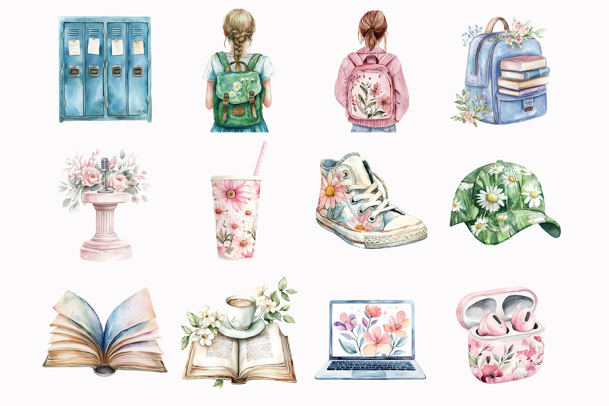 Watercolor School Days Clipart, an Illustration by Design Market (Photo 3 of 4)