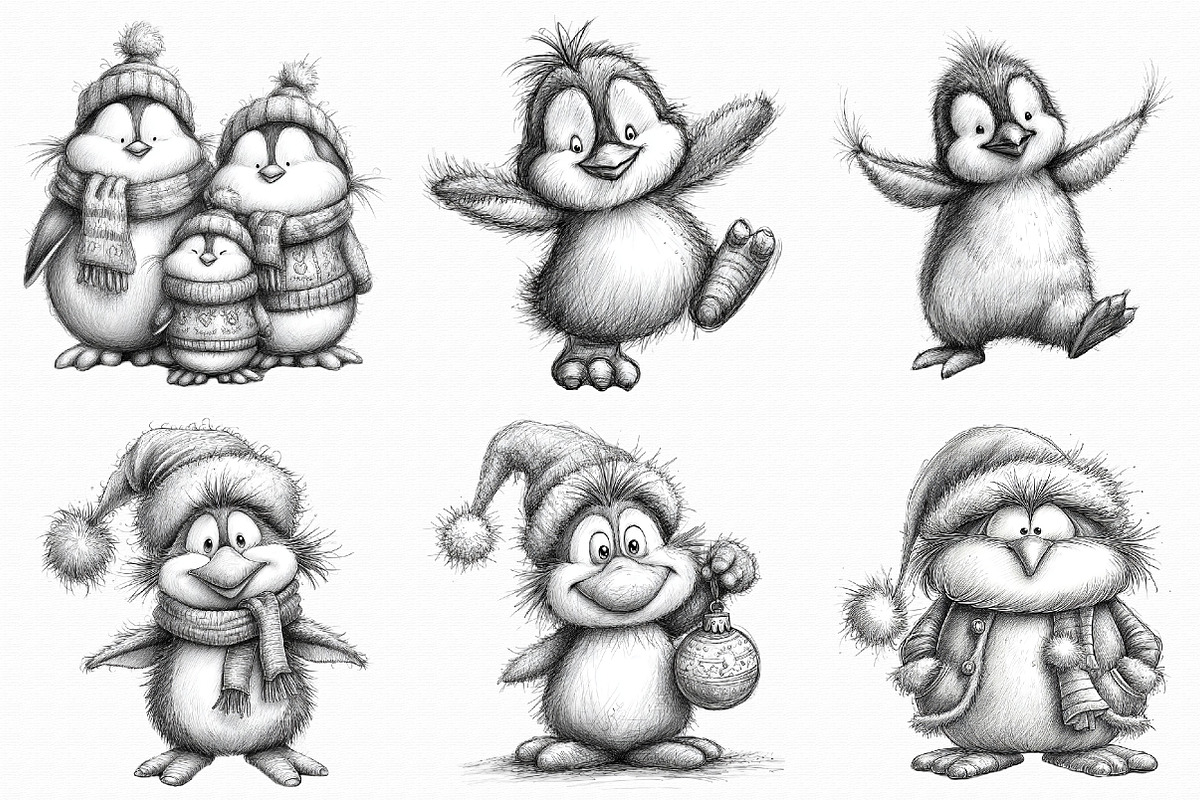 Christmas Penguin Sketch Clipart, an Icon by Libby Wishes (Photo 7 of 7)