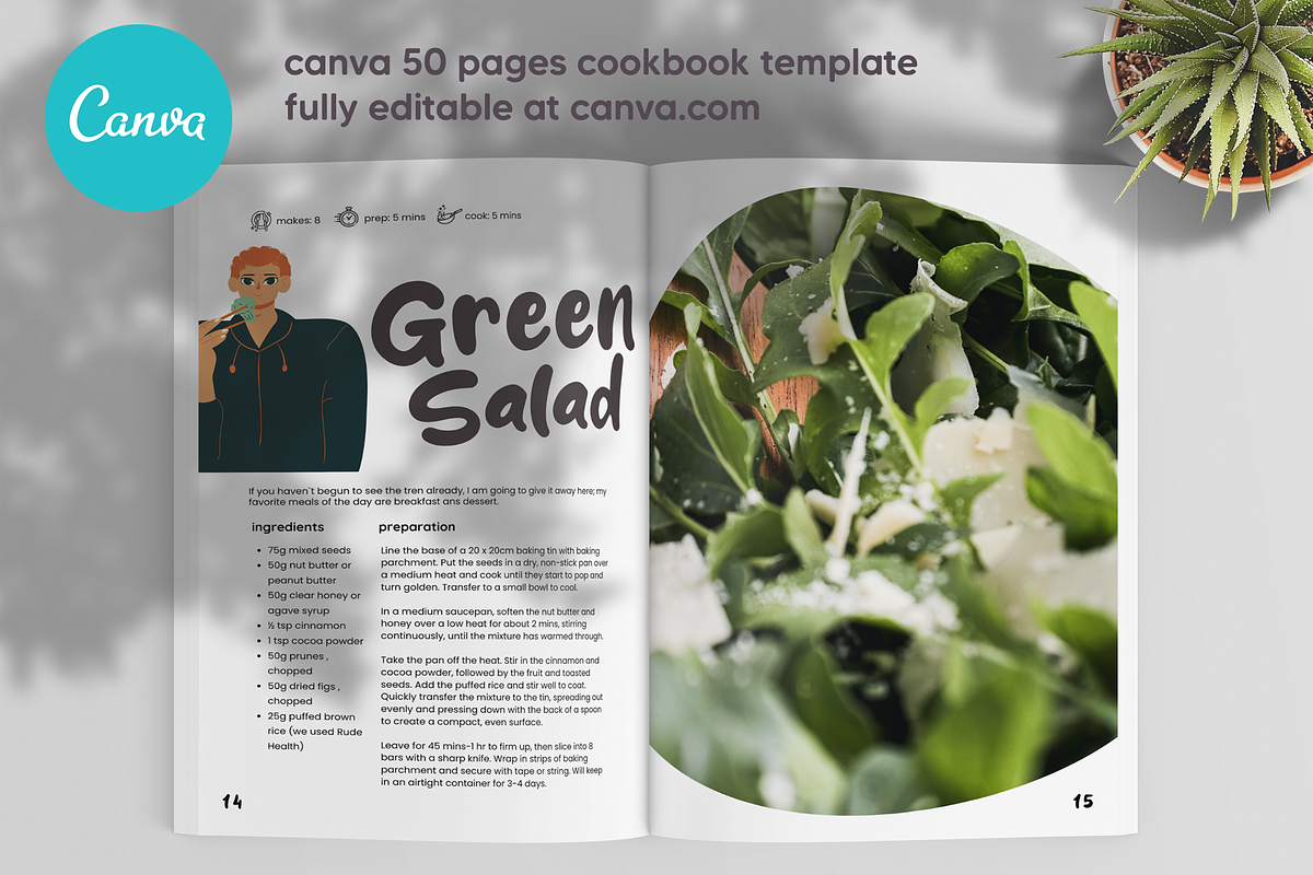 Canva Salad Recipes Cookbook Templat, a Magazine Template by DeLaGranSiete (Photo 8 of 11)