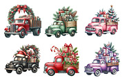 Christmas Trucks Clipart PNG, an Illustration by SinaCreation (Thumbnail 3 of 7)