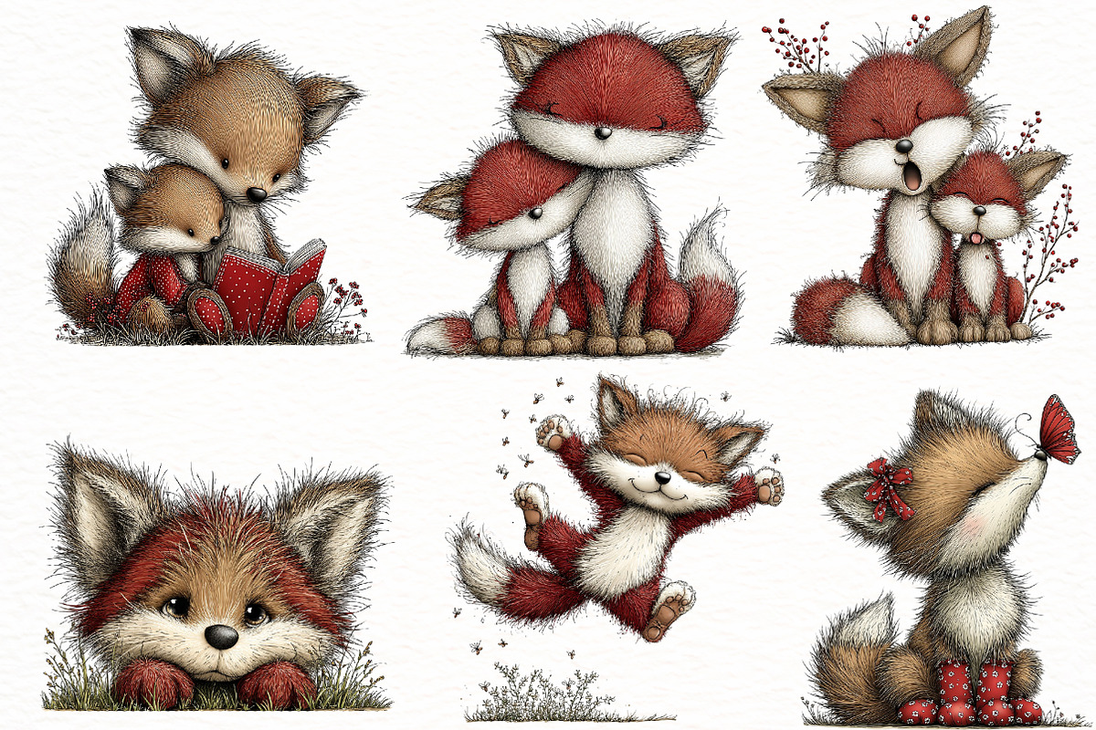 Whimsical fox Mother's day clipart, an Illustration by Designworld (Photo 3 of 7)