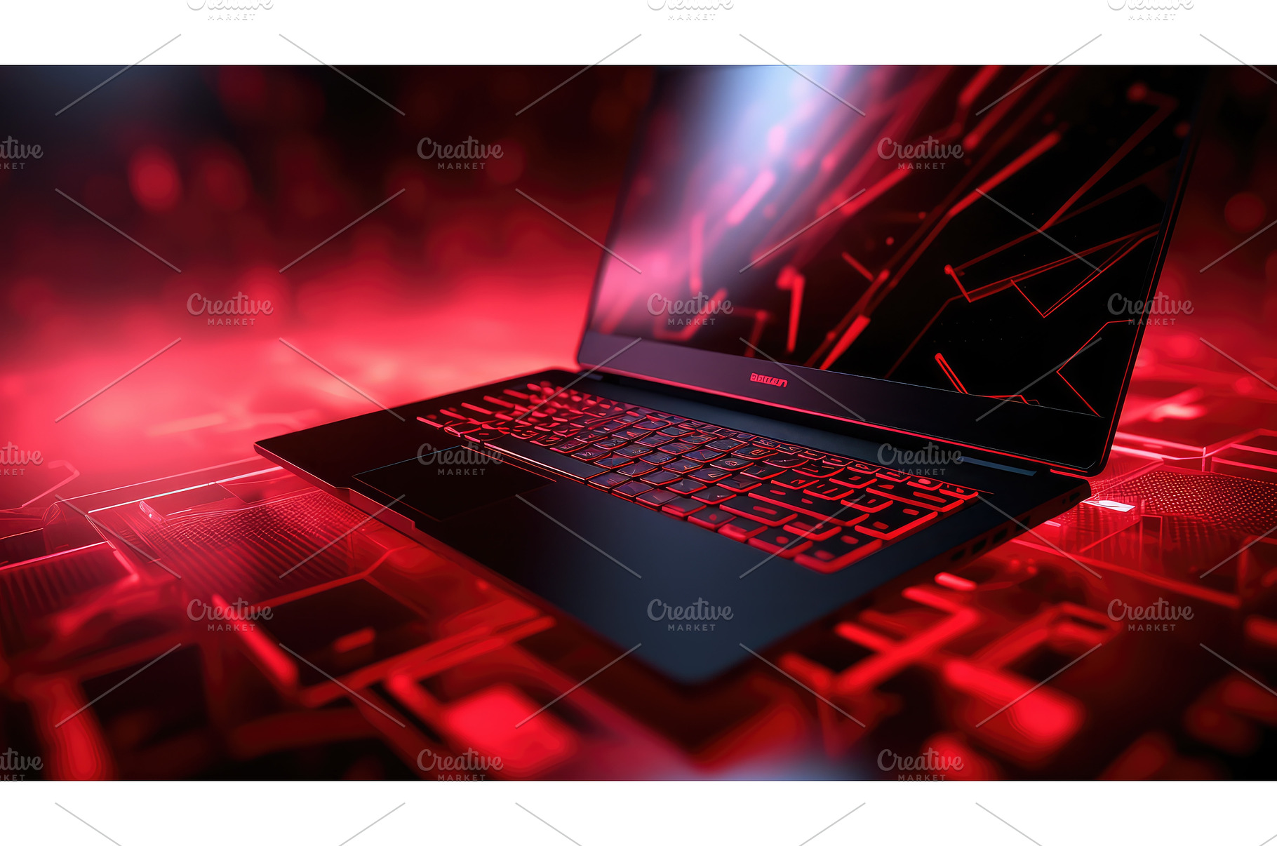 sleek tech background with red ai, a Technology Photo by pikepicture