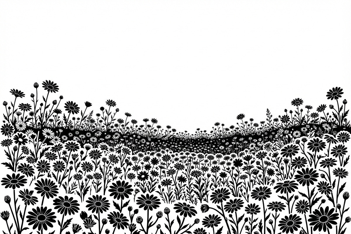60 Daisy Flower Field Silhouette, a Seasonal Illustration by Amazin_art (Photo 16 of 28)