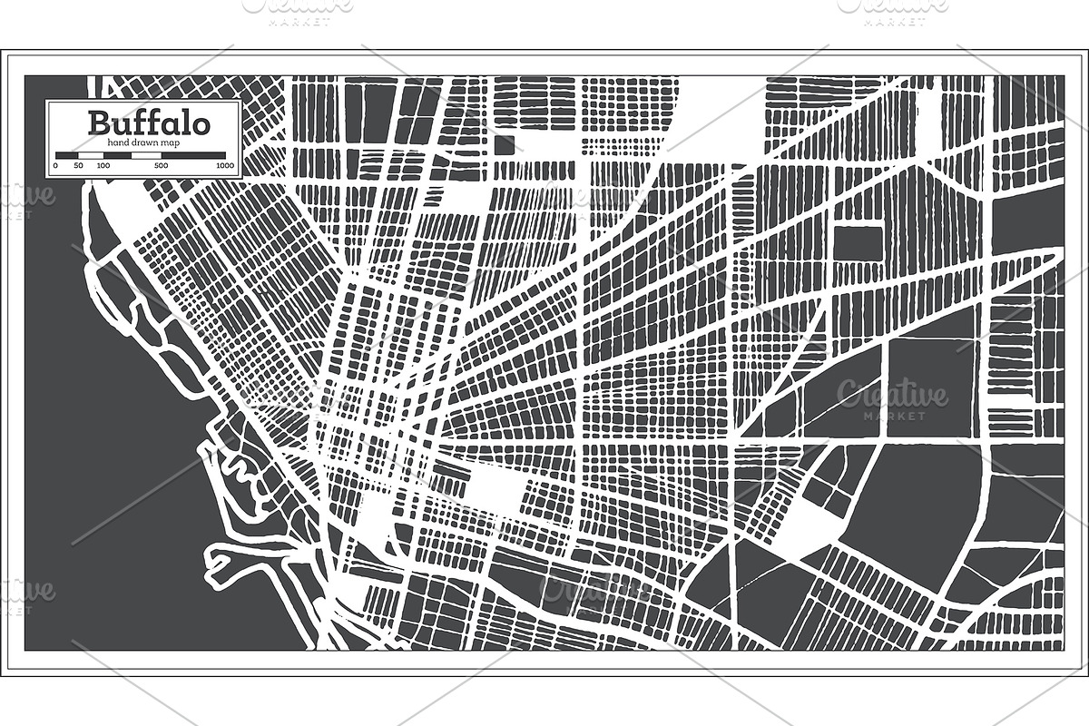Buffalo USA City Map in Retro Style., a Transportation Illustration by Booblgum (Photo 2 of 8)