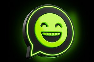 3D Neon Glow Laughing Emoji, an Emoji Icon by microtasker