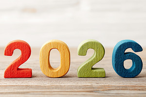 Colorful wooden numbers 2026, a Holiday Photo by MistyDay