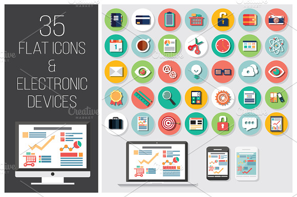 35 Flat Icons 4 Electronic Devices
