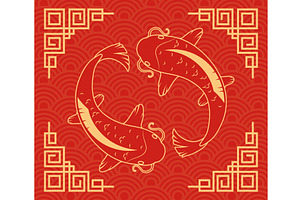 koi fishes ying yang, an Animal Illustration by studiogstock