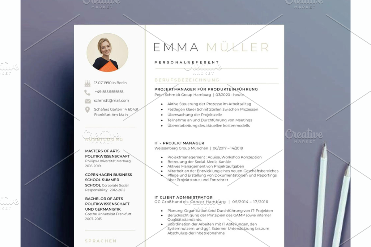 Bewerbungsvorlagen, Lebenslauf, a Resume Template by Climbwithelevator (Photo 1 of 10)