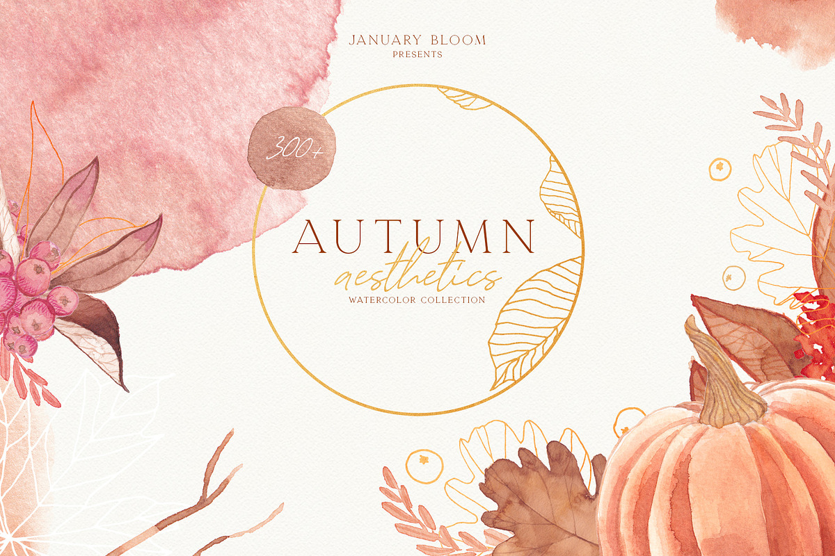 Gold Autumn leaves pumpkin & fashion, an Illustration by January Bloom (Photo 1 of 16)