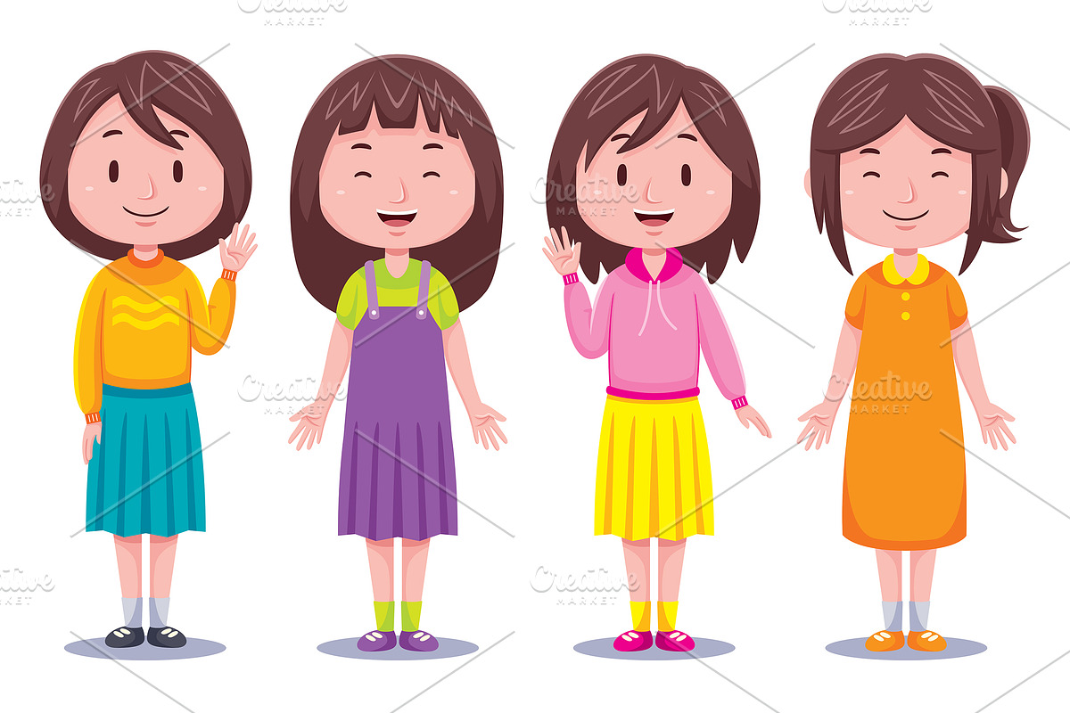 Cute Boys & Girls Kids Illustration, an Object Graphic by MEDZ (Photo 3 of 3)