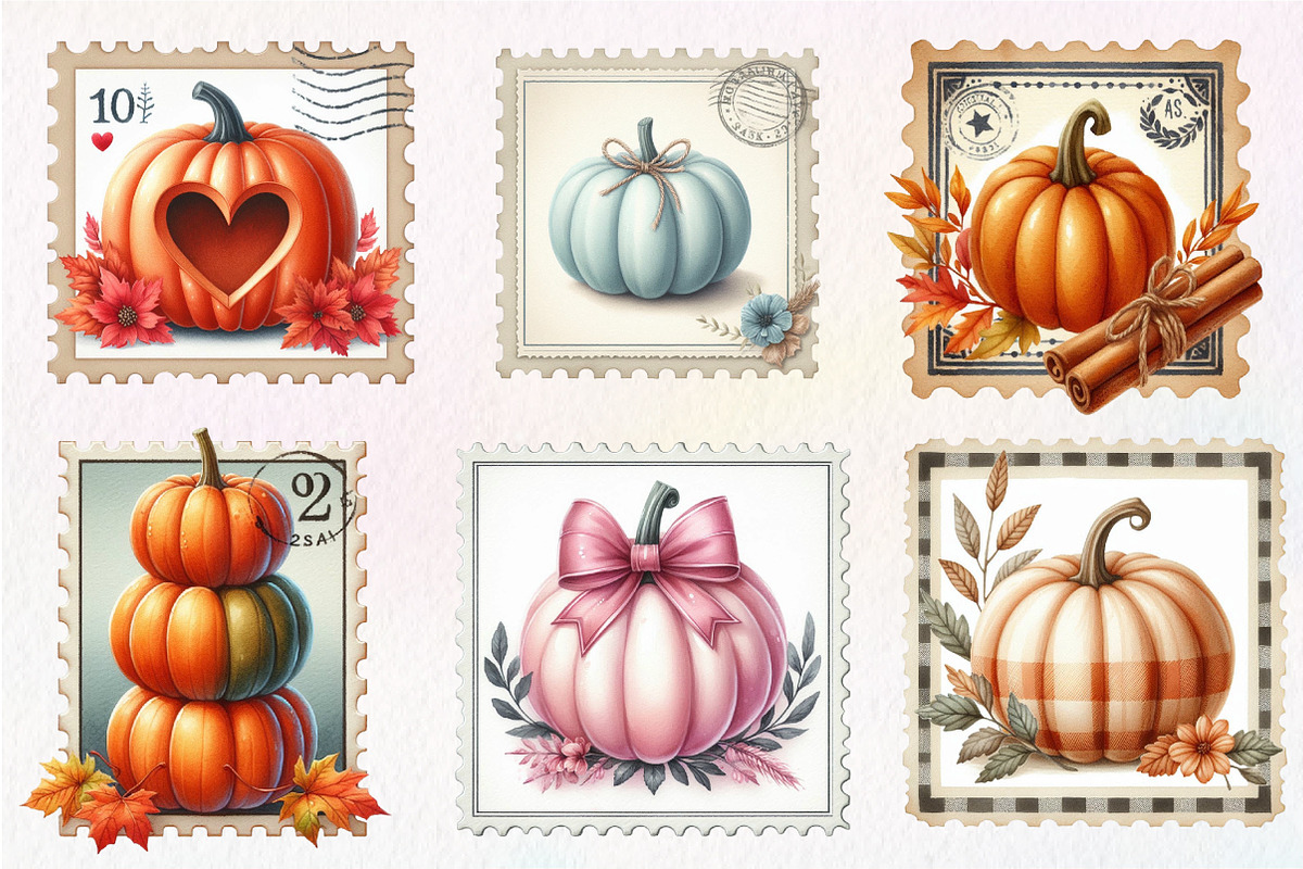 Pumpkin Postage Stamp Clipart, an Illustration by CreationArt (Photo 5 of 5)