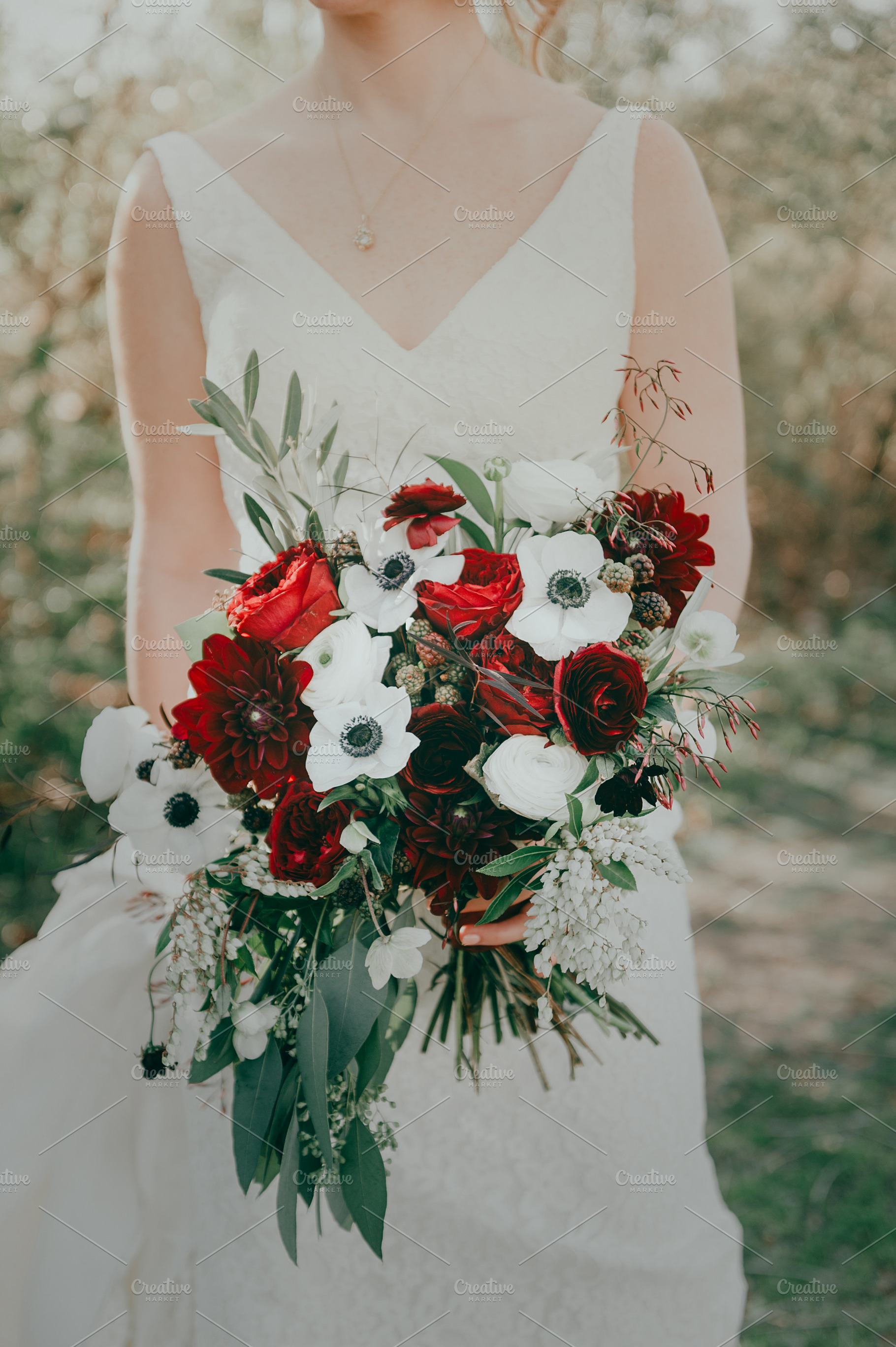 Red Bright Vintage Wedding Bouquet, a Nature Photo by Nine Photography