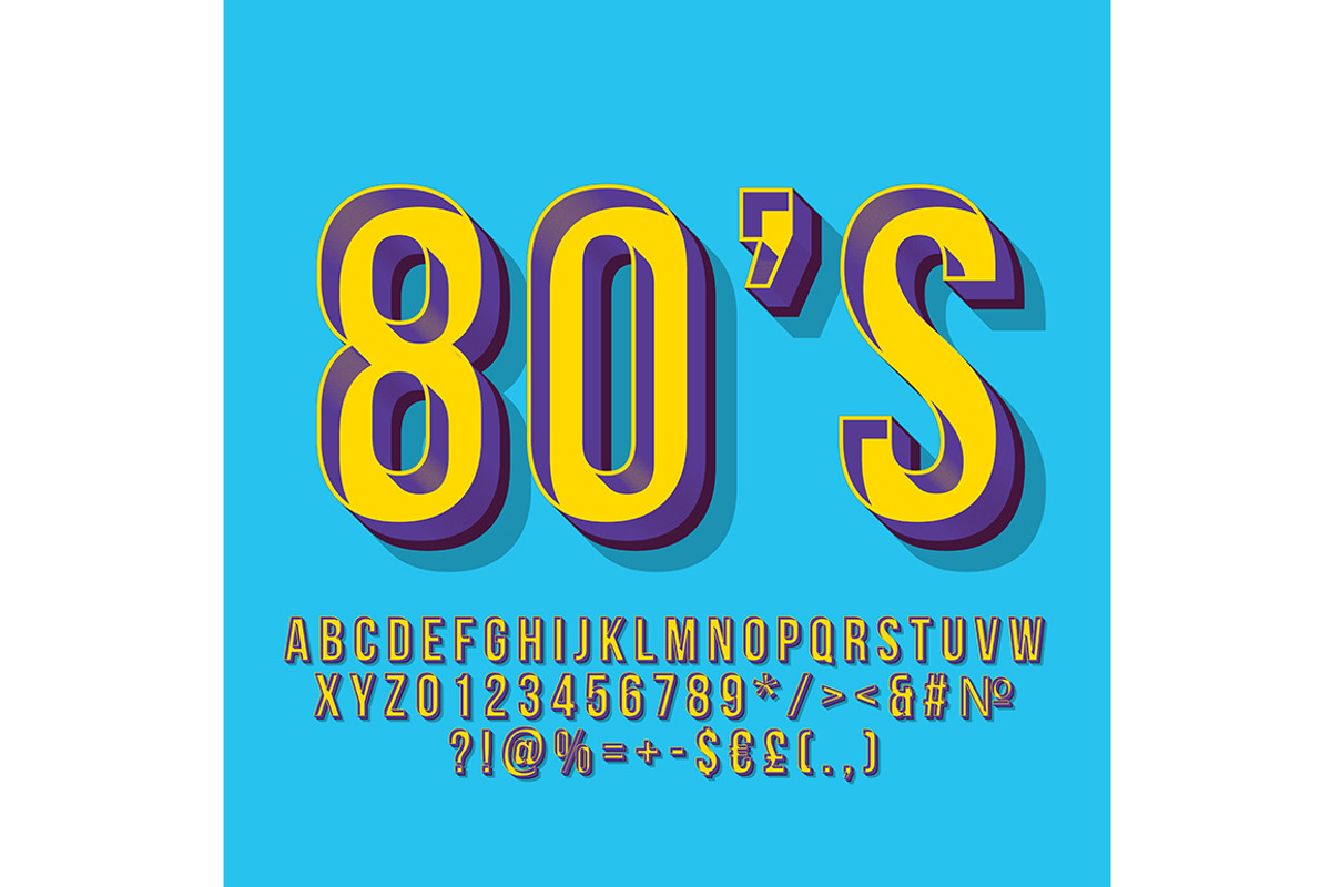 80s vintage 3d vector lettering, a Templates & Theme by IMG Visuals