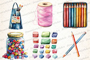 Watercolor Craft Clipart, Crafting, an Illustration by DreamCafeArt (Thumbnail 3 of 7)