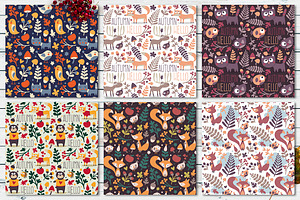 Set Of 12 Seamless Autumn Patterns