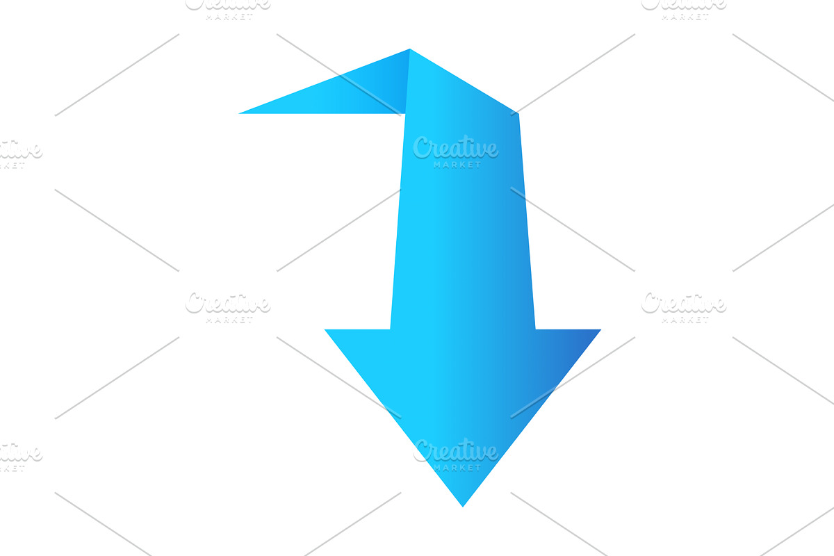 Blue arrow icon, pointing down, an Object Illustration by Things for designers