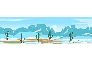 Desert Landscape With Snow On