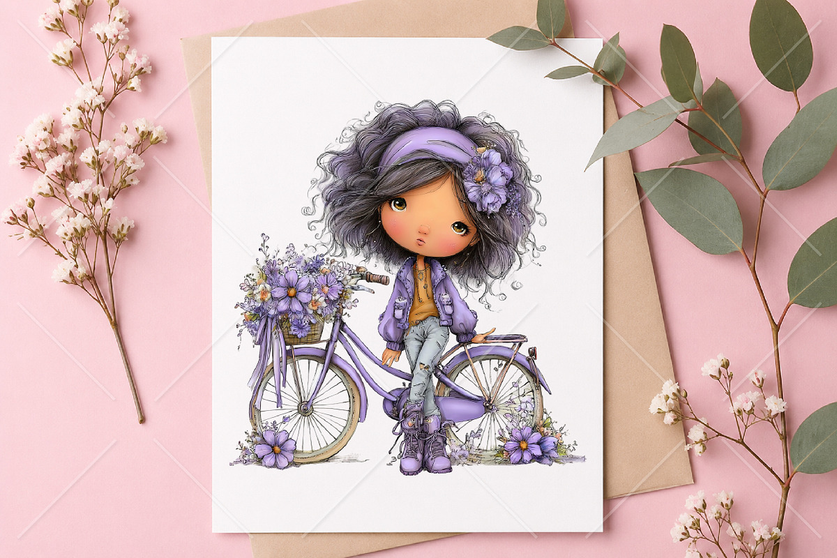 Whimsical Boho Quirky Girl Clipart, a Seasonal Illustration by Canvas Craft (Photo 10 of 10)