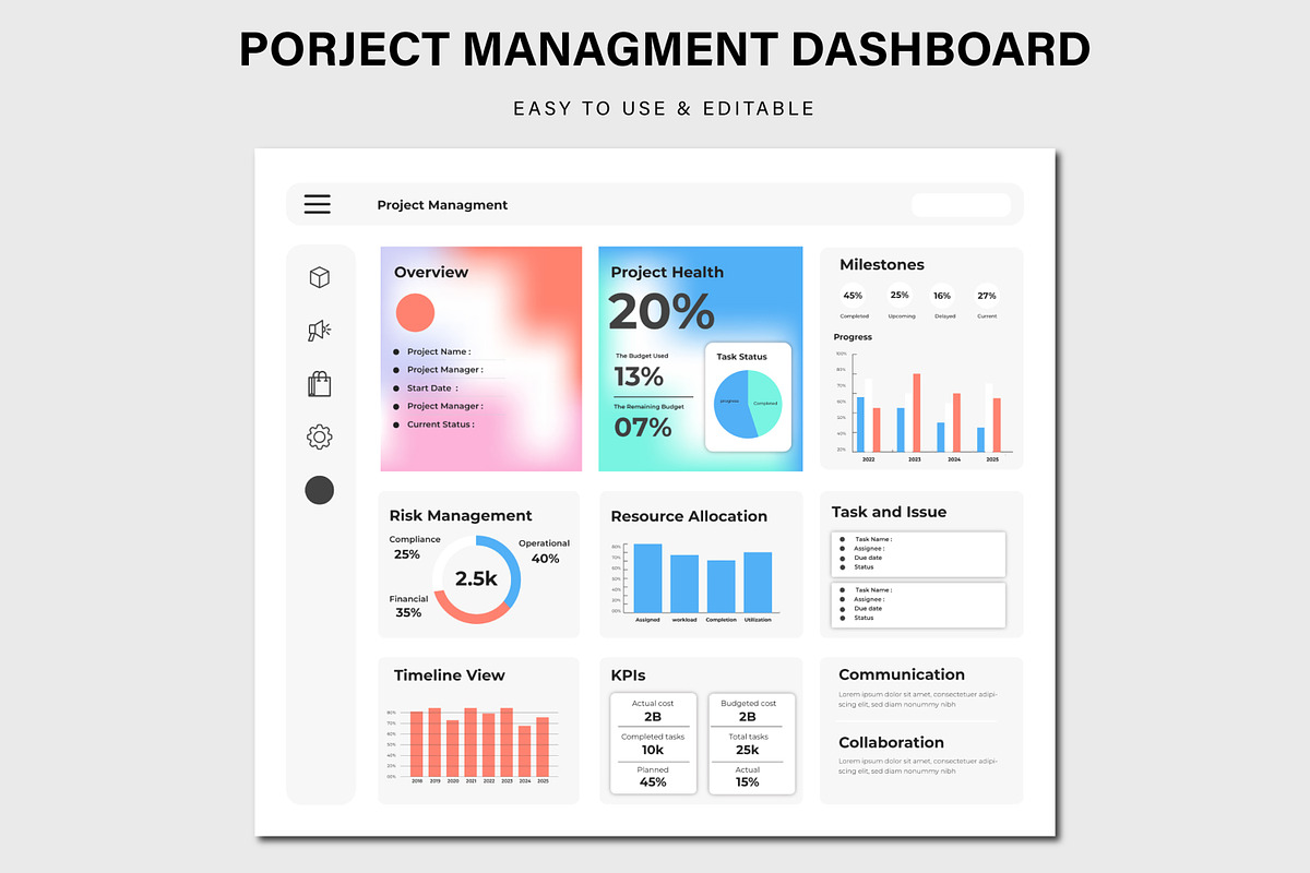 Project Management Dashboard, an UI Kit Template by MightyDesign (Photo 1 of 5)